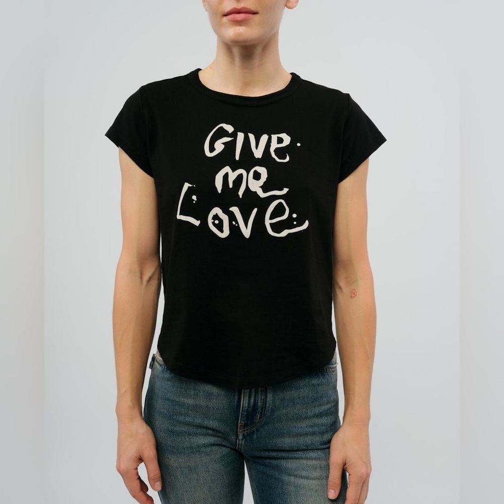 Zadig & Voltaire Give Me Love Graphic Black Tee with White Print